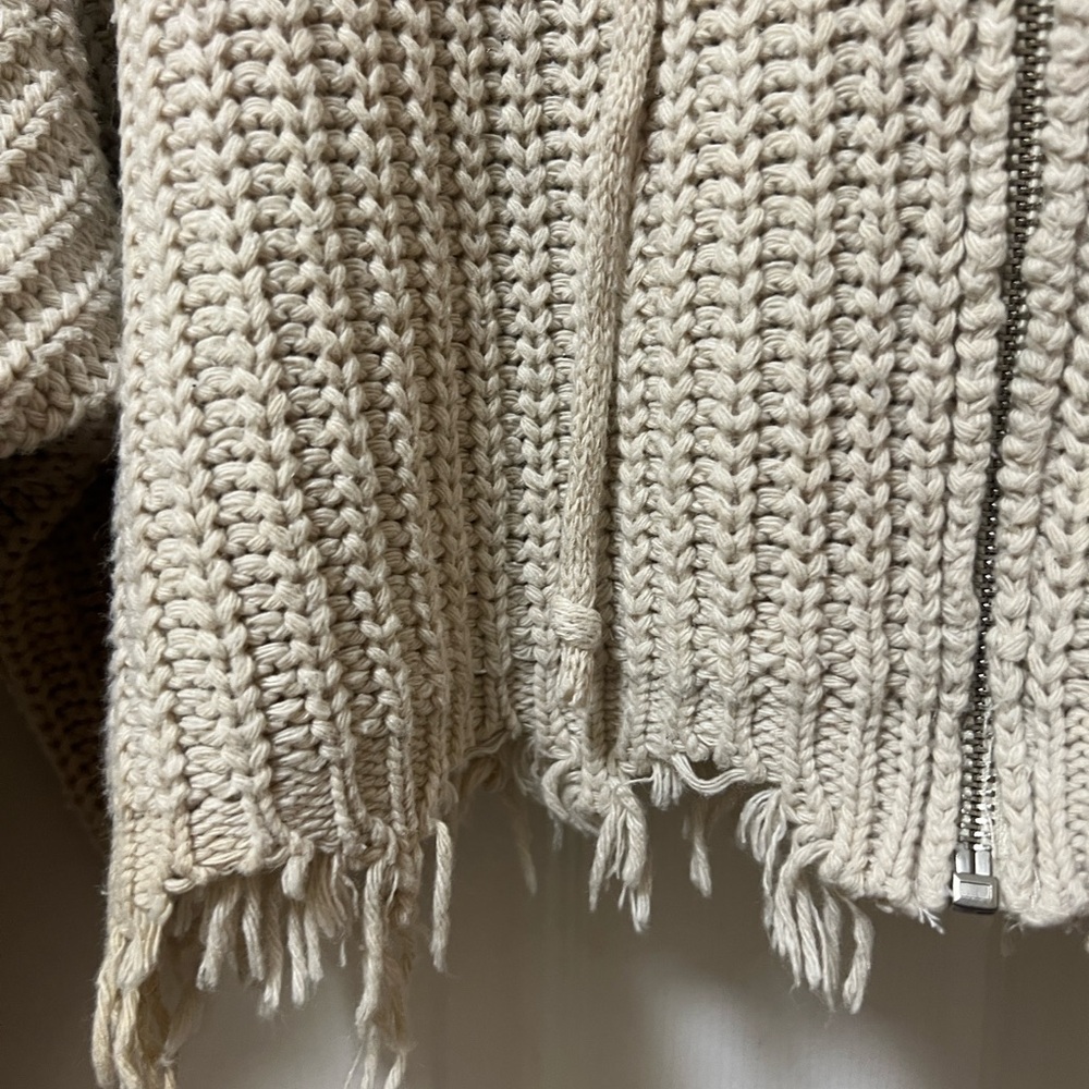 Main Strip Tan Hooded Cardigan Sweater - Picture 4 of 6